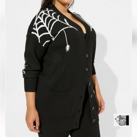 torrid Sweaters - 🆕️🕸🕷 2X BLACK SPIDER & WEB LUXE COZY BOYFRIEND CARDIGAN🕷🕸